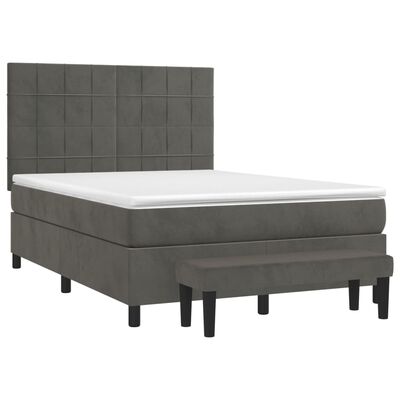 vidaXL Κρεβάτι Boxspring με Στρώμα Σκούρο Γκρι 140x200 εκ. Βελούδινο