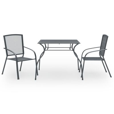 3074484 vidaXL 3 Piece Garden Dining Set Steel Anthracite (42722+42705)