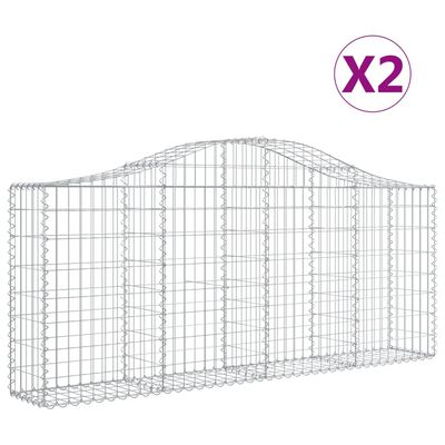 vidaXL Συρματοκιβώτια Τοξωτά 2 τεμ. 200x30x80/100 εκ. Γαλβαν. Ατσάλι