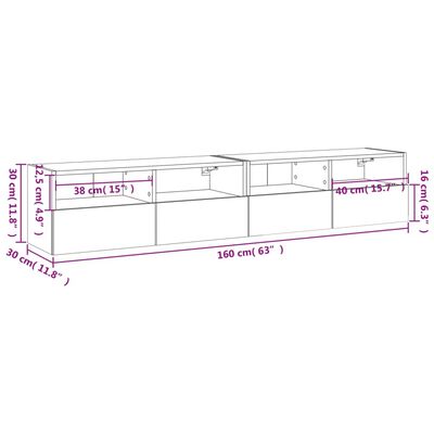 vidaXL Ντουλάπια Τοίχου Τηλ. 2 τεμ. Καφέ Δρυς 80x30x30 εκ. Επεξ. Ξύλο