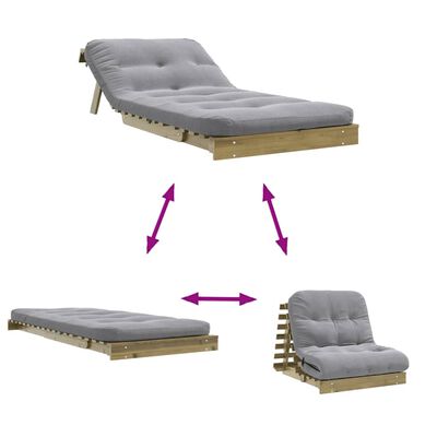 vidaXL Καναπές Κρεβάτι Futon/Στρώμα 80x206x11 Εμποτισμένο Ξύλο Πεύκου