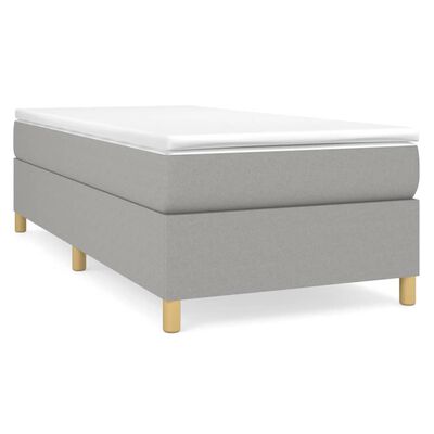 vidaXL Κρεβάτι Boxspring με Στρώμα Ανοιχτό Γκρι 90x190 εκ. Υφασμάτινο