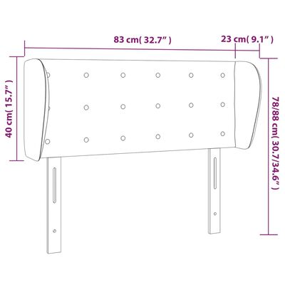 vidaXL Κεφαλάρι με Πτερύγια Λευκό 83 x 23 x 78/88 εκ. Συνθετικό δέρμα