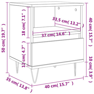 vidaXL Κομοδίνα 2 τεμ. Sonoma Δρυς 40 x 35 x 50 εκ. από Επεξεργ. Ξύλο