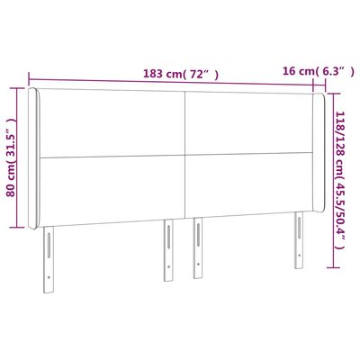 vidaXL Κεφαλάρι Κρεβατιού LED Σκούρο Καφέ 183x16x118/128εκ. Υφασμάτινο