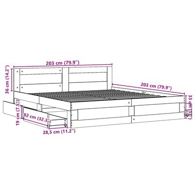 vidaXL Πλαίσιο Κρεβατιού με Κεφαλάρι Sonoma Δρυς 200x200εκ. Επεξ. Ξύλο