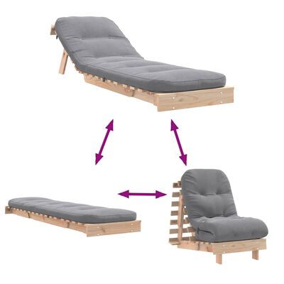 vidaXL Καναπές Κρεβάτι Futon με Στρώμα 60x206x11 εκ. Μασίφ Ξύλο Πεύκου