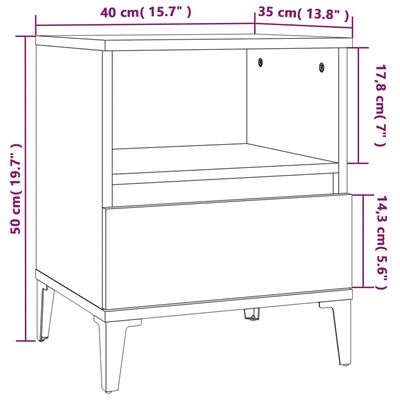 vidaXL Κομοδίνα 2 τεμ. Γυαλιστερό Λευκό 40 x 35 x 50 εκ.