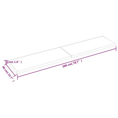 vidaXL Επιφάνεια Τραπεζιού 200x40x(2-4) εκ Ακατέργ. Μασίφ Ξύλο Δρυός