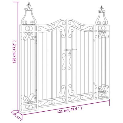 vidaXL Πύλη Κήπου Μαύρη 121 x 8 x 120 εκ. από Σφυρήλατο Σίδερο