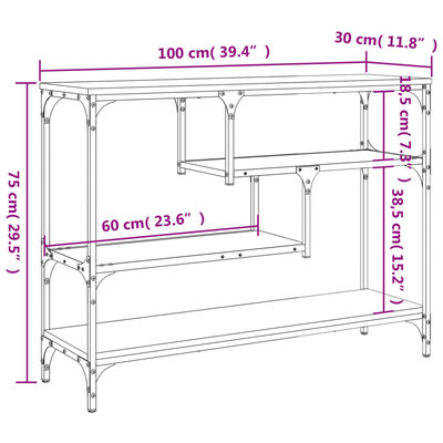 vidaXL Τραπέζι Κονσόλα Γκρι Sonoma 100x30x75 εκ. Επεξεργασμένο Ξύλο