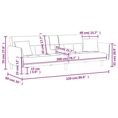 vidaXL Καναπές Κρεβάτι με Ποτηροθήκη Κρεμ Υφασμάτινος