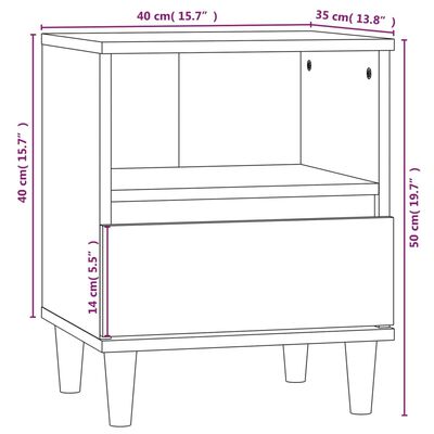 vidaXL Κομοδίνο Καφέ Δρυς 40x35x50 εκ.