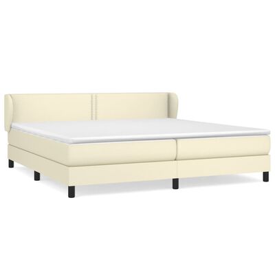 vidaXL Κρεβάτι Boxspring με Στρώμα Κρεμ 200x200 εκ. Συνθετικό Δέρμα