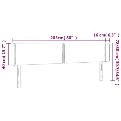 vidaXL Κεφαλάρι με Πτερύγια Σκούρο Γκρι 203x16x78/88 εκ. Υφασμάτινο