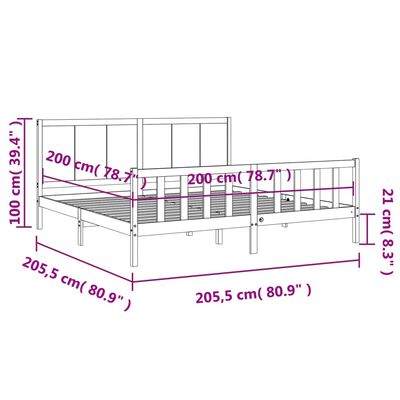 vidaXL Πλαίσιο Κρεβατιού με Κεφαλάρι Μελί 200x200 εκ. από Μασίφ Ξύλο