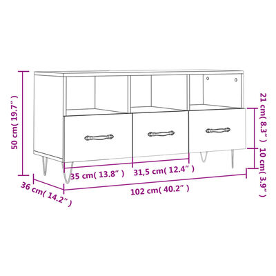 vidaXL Έπιπλο Τηλεόρασης Sonoma Δρυς 102 x 36 x 50 εκ. Επεξεργ. Ξύλο