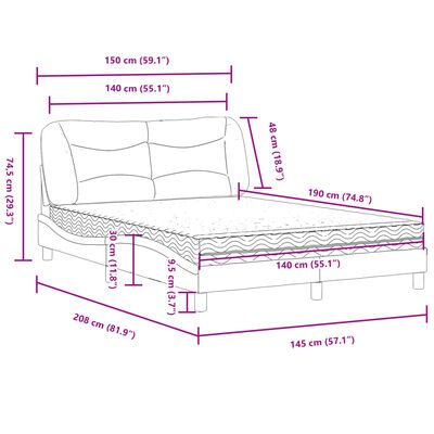 vidaXL Κρεβάτι με Στρώμα Λευκό 140x190εκ.από Συνθετικό Δέρμα