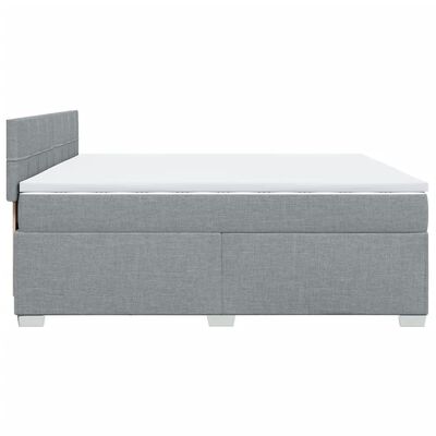 vidaXL Κρεβάτι Boxspring με Στρώμα Ανοιχτό Γκρι 200x200 εκ. Υφασμάτινο