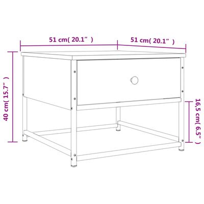 vidaXL Τραπεζάκι Σαλονιού Καπνιστή Δρυς 51x51x40 εκ. Επεξεργασμ. Ξύλο