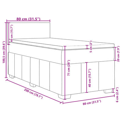 vidaXL Κρεβάτι Boxspring με Στρώμα Κρεμ 80 x 200 εκ. Υφασμάτινο