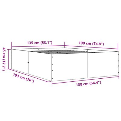 vidaXL Πλαίσιο Κρεβατιού Μαύρο 135x190 εκ. Επεξεργ. Ξύλο