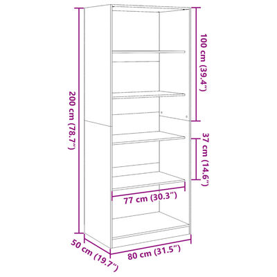 vidaXL Ντουλάπα Γκρι του Σκυροδέματος 80x50x200 εκ. Μοριοσανίδα