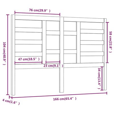 vidaXL Κεφαλάρι Κρεβατιού Λευκό 166 x 4 x 104 εκ. Μασίφ Ξύλο Πεύκου