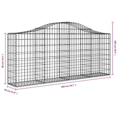 vidaXL Συρματοκιβώτια Τοξωτά 3 τεμ. 200x30x80/100 εκ. Γαλβαν. Ατσάλι