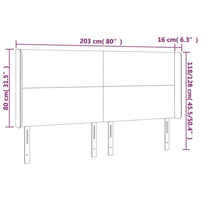 vidaXL Κεφαλάρι Κρεβατιού LED Σκούρο Μπλε 203x16x118/128 εκ. Βελούδινο