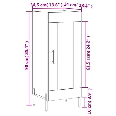 vidaXL Ντουλάπι Γκρι Σκυροδέματος 34,5x34x90 εκ. Επεξεργασμένο Ξύλο