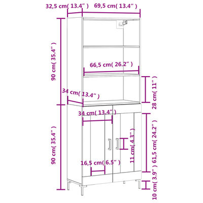 vidaXL Ντουλάπι Καπνιστή Δρυς 69,5x34x180 εκ. από Επεξεργασμένο Ξύλο