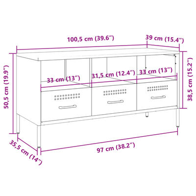 vidaXL Έπιπλο Τηλεόρασης Ροζ 100,5x39x50,5 εκ. Ατσάλι Ψυχρής Έλασης