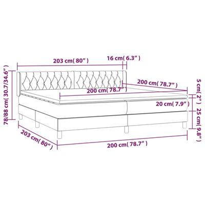 vidaXL Κρεβάτι Boxspring με Στρώμα Μπλε 200x200 εκ. Υφασμάτινο