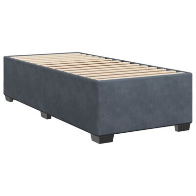 vidaXL Κρεβάτι Boxspring με Στρώμα Σκούρο Γκρι 90x190 εκ. Βελούδινο