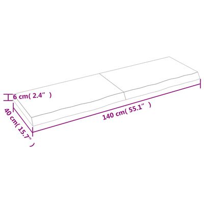 vidaXL Πάγκος Μπάνιου Σκούρο Καφέ 140x40x(2-6) εκ. Επεξεργ. Μασίφ Ξύλο