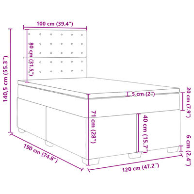 vidaXL Κρεβάτι Boxspring με Στρώμα Μπλε 120x190 εκ. Βελούδινο