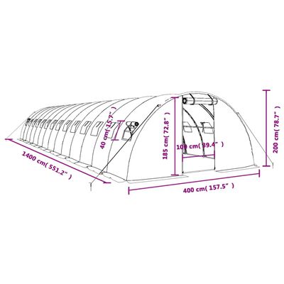 vidaXL Θερμοκήπιο Λευκό 56 μ² 14 x 4 x 2 μ. με Ατσάλινο Πλαίσιο