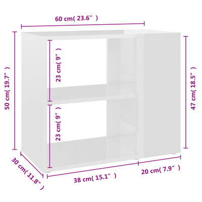 vidaXL Βοηθητικό Ντουλάπι Γυαλ. Λευκό 60 x 30 x 50 εκ. από Επεξ. Ξύλο