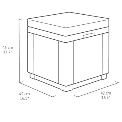 Keter Σκαμπό με Αποθηκευτικό Χώρο Cube Χρώμα Γραφίτης με Μαξιλάρι