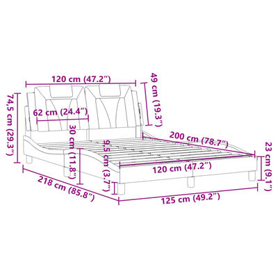 vidaXL Πλαίσιο Κρεβατιού με Κεφαλάρι Καφέ 120x200 εκ. Συνθετικό Δέρμα