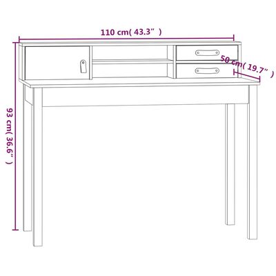 vidaXL Γραφείο Μαύρο 110x50x93 εκ. από Μασίφ Ξύλο Πεύκου