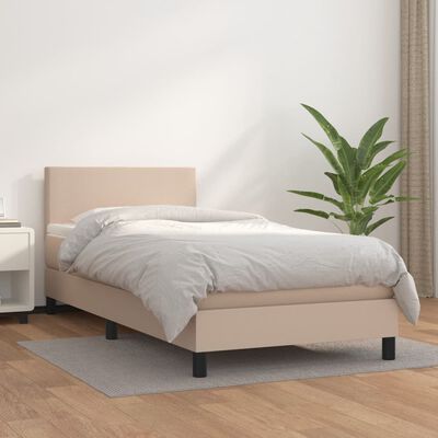 vidaXL Κρεβάτι Boxspring με Στρώμα Καπουτσίνο 100x200εκ.από Συνθ.Δέρμα