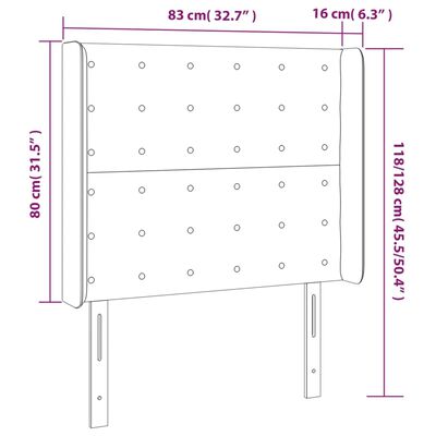 vidaXL Κεφαλάρι Κρεβατιού LED Μαύρο 83x16x118/128εκ. Υφασμάτινο