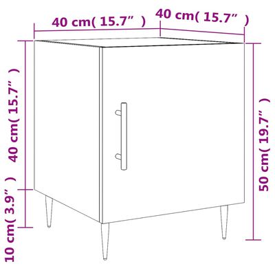 vidaXL Κομοδίνο Καφέ Δρυς 40 x 40 x 50 εκ. από Επεξεργασμένο Ξύλο