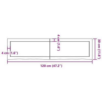 vidaXL Ράφι Τοίχου Ανοιχτό Καφέ 120x30x(2-4)εκ. Επεξ. Μασίφ Ξύλο Δρυός