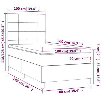 vidaXL Κρεβάτι Boxspring με Στρώμα Ροζ 100x200 εκ. Βελούδινο