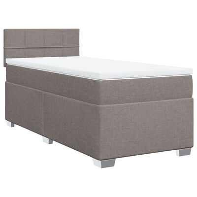 vidaXL Κρεβάτι Boxspring με Στρώμα Taupe 100 x 200 εκ. Υφασμάτινο