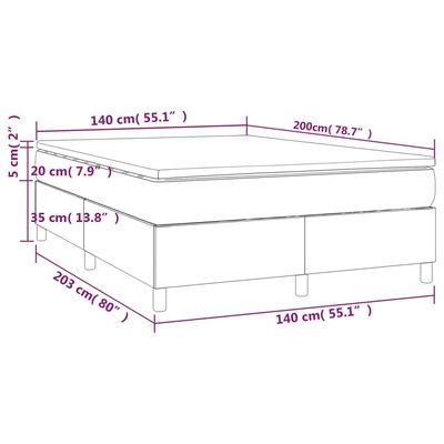 vidaXL Κρεβάτι Boxspring με Στρώμα Ανοιχτό Γκρι 140x200 εκ. Βελούδινο