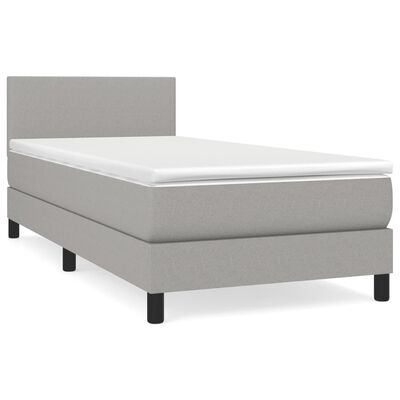 vidaXL Κρεβάτι Boxspring με Στρώμα Ανοιχτό Γκρι 80x200 εκ. Υφασμάτινο